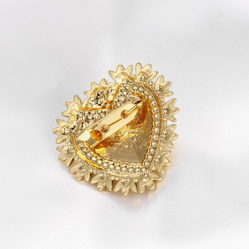 Baiduqiandu guldfarve belagt hjerte form fred bånd broche nåle kjole frakke vinter tilbehør smykker