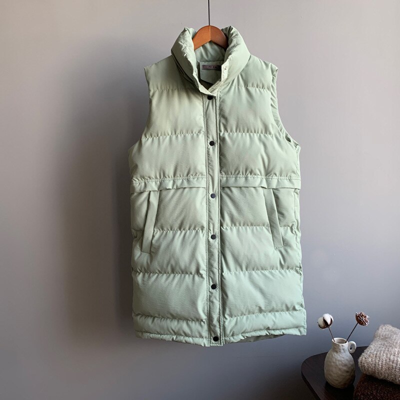 Gilet Long Chic en coton pour femmes, manteau, montant, , Gilet femme, hiver dessus