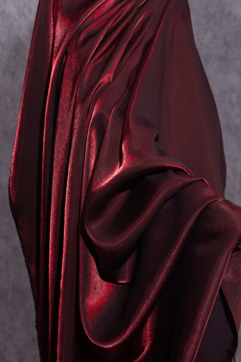Tela de algodón de seda de vidrio degradado, azul oscuro, rojo, ropa Lisa drapeada sedosa, costura artesanal,