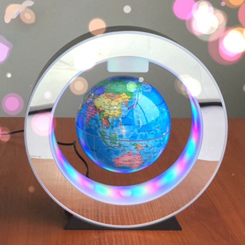 4 Cal w kształcie litery O magnetyczny lewitujący globus świetlny dekoracja biurowa kreatywny dom lewitacja magnetyczna prezent nas wtyczka