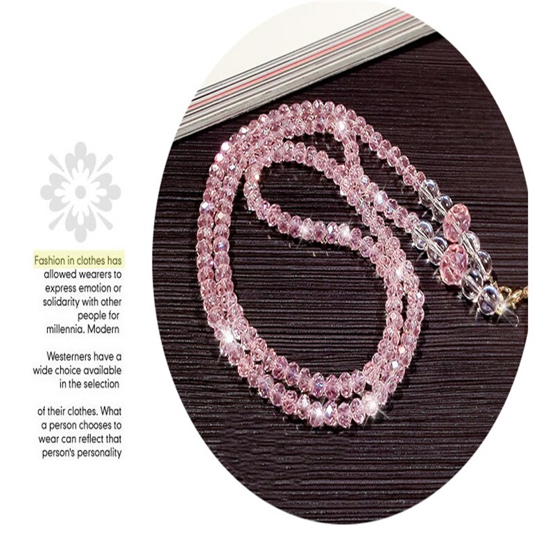 1 Pcs Universele 44 Cm Telefoon Strap Sling Lanyard Crystal Parel Opknoping Draagbare Mobiele Telefoon Case Touw Kaart Pak touw
