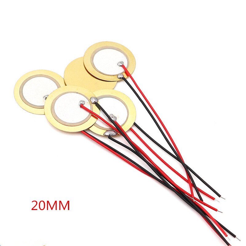 10 Stks/partij 20Mm Piëzo Piëzo Zoemer Sirene Sensor Trigger Drum Disc Met Draad Koper Piezo Buzzers Voor Luidspreker Diy