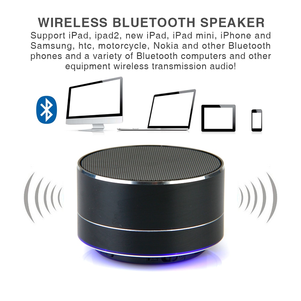 A10 Bluetooth Draadloze Speaker Draagbare Subwoofer Mini Muziek Spelers Met Mic Ondersteuning Tf Card Fm Radio Voor Iphone Android Telefoons
