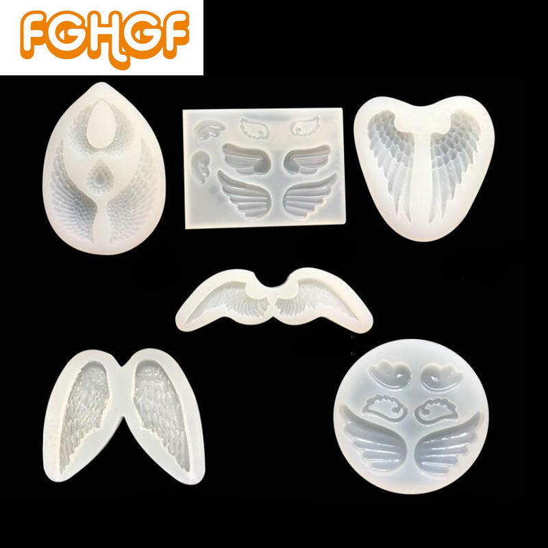 Moldes de silicona con forma de alas para joyería, moldes de silicona con forma de alas de Diablo en ángulo Kawaii