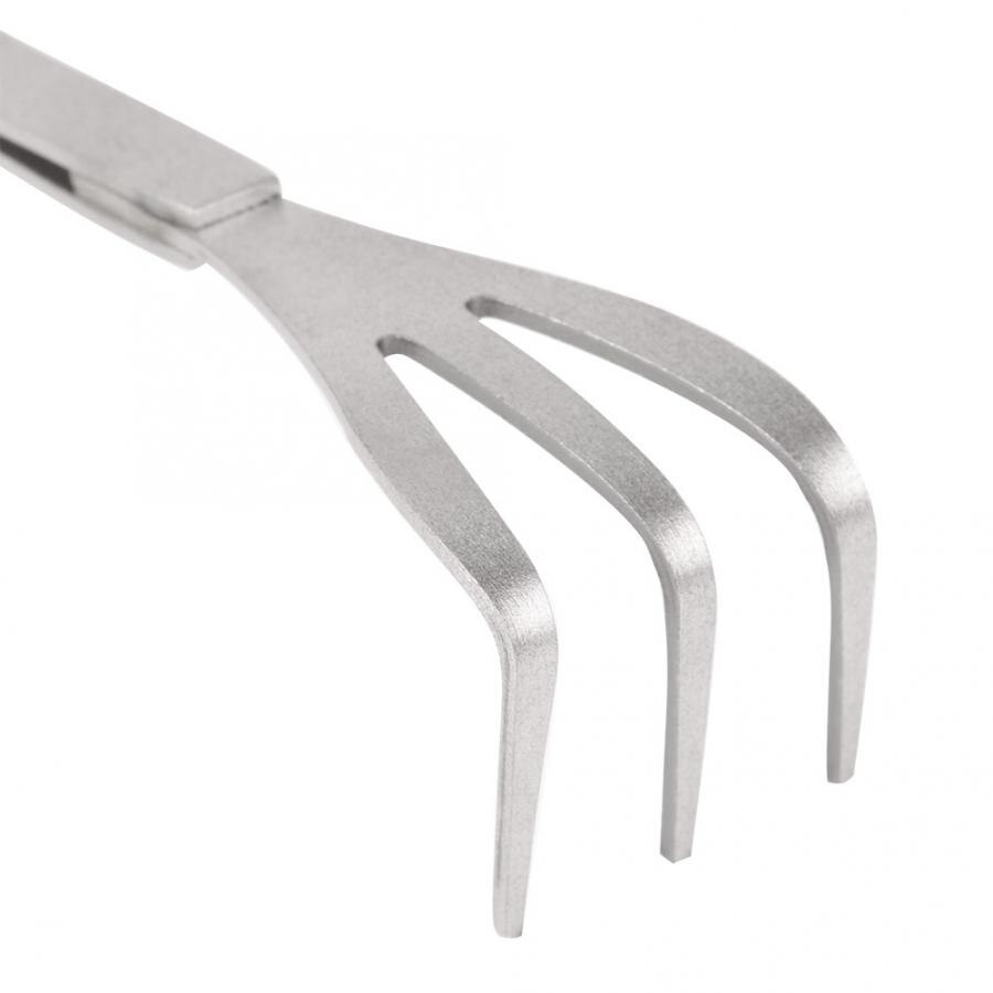 2-in-1 Stainless Steel Root Rake Bonsai Tweezers Soil Farming Tool with Ergonomical Handle.