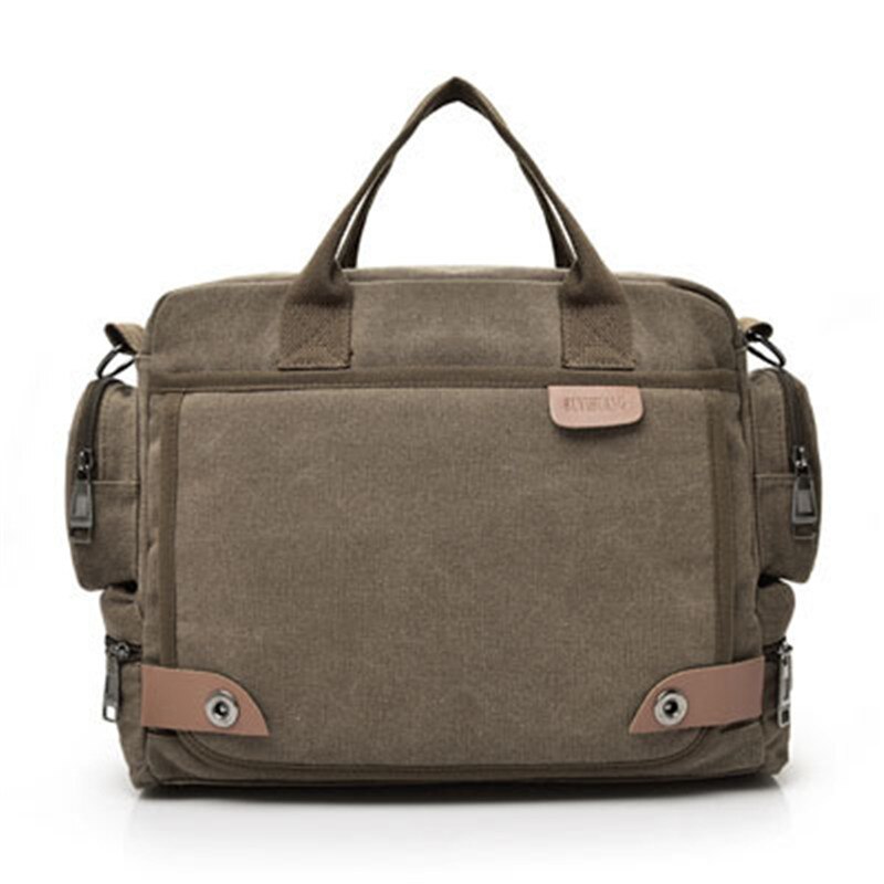 Heren canvas tas canvas aktetas reiskoffer messenger schoudertas handtas groot casual zakelijk multifunctioneel: Koffie