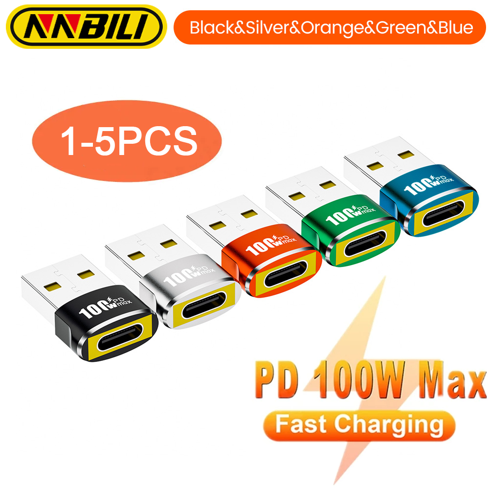 NNBILI PD 100W Adapter OTG konwerter USB na typ C USB-A złącze męskie na złącze żeńskie USB C do ładowania przewodowy zestaw słuchawkowy przesyłania danych