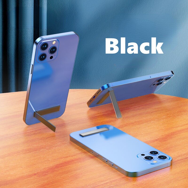 Metal Cell Phone Kickstand Universal Vertical Horizontal Stand Adjustable Mini Folding Desk Mount Holder for iPhone Samsung: black