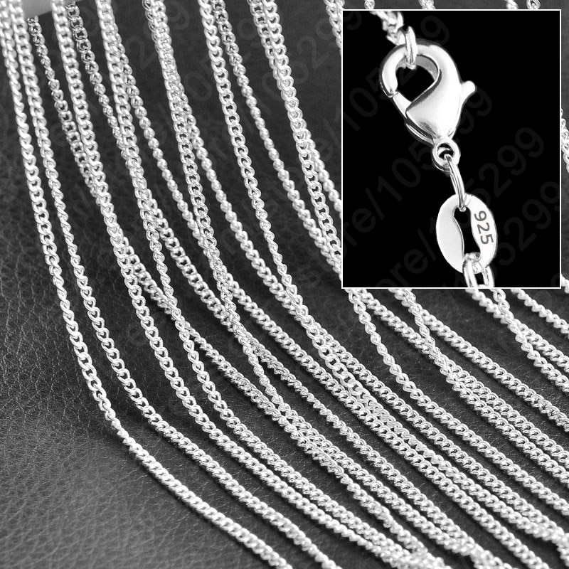 10 PCS Pure 925 Sterling Silver Charm Link Necklace Chains Jewelry With Good Lobster Clasps Set 16-30 Inches