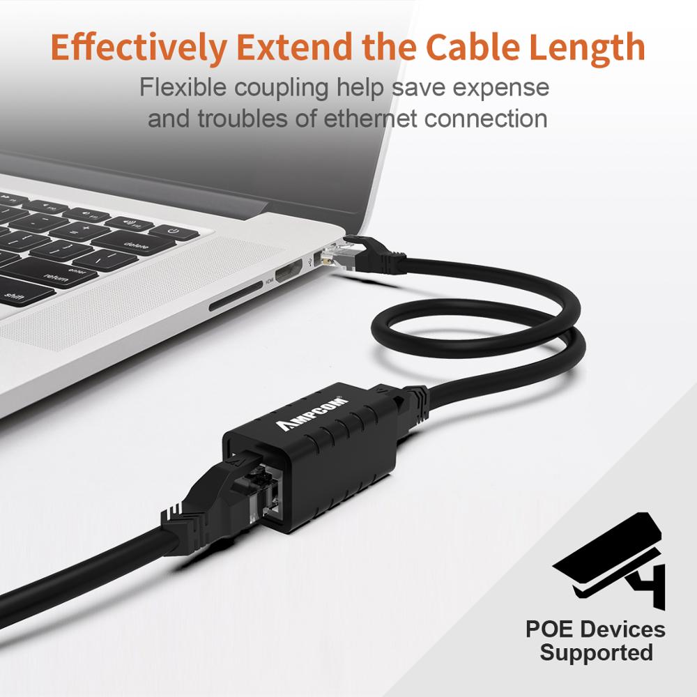 AMPCOM 1pz RJ45 Ethernet adattatore 8P8C Femmina estensore LAN connettore inline gatto7/gatto6/gatto5e Cavo Ethernet- protezione contro i fulmini