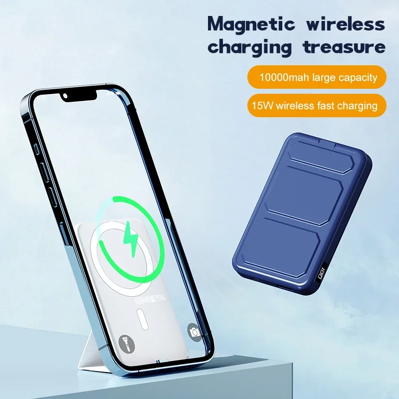Mag-safe Portable Charger, 10000mAh Wireless Magnetic Power Bank with Stand USB C Fast Charging Battery Pack for iphone 16 15 14