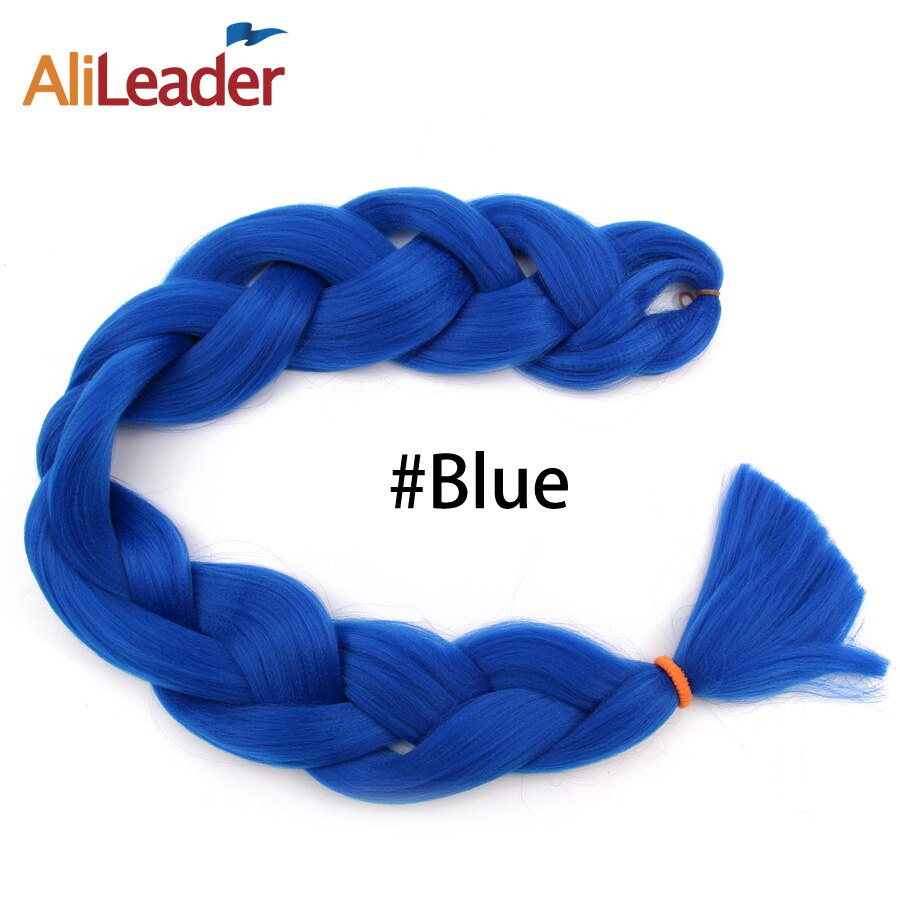 Leeons Jumbo Braid Hair Hair Extension 165g Rainbow Hair Braiding White Braiding Hair Colors Silver Box Braid Hair: blue
