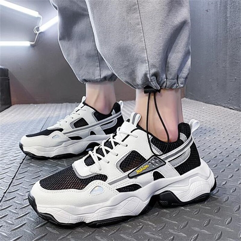 Zapatillas deportivas de malla transpirable para hombre, zapatos informales gruesos y planos, a la , para Primavera,