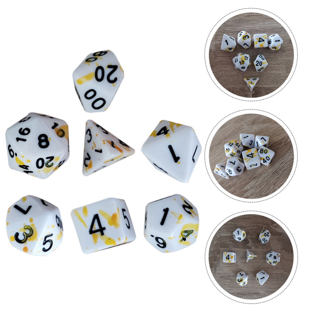 7Pcs Bloed Dices Onregelmatige Dobbelstenen Rollenspel Gaming Dices Spel Rekwisieten: Yellow