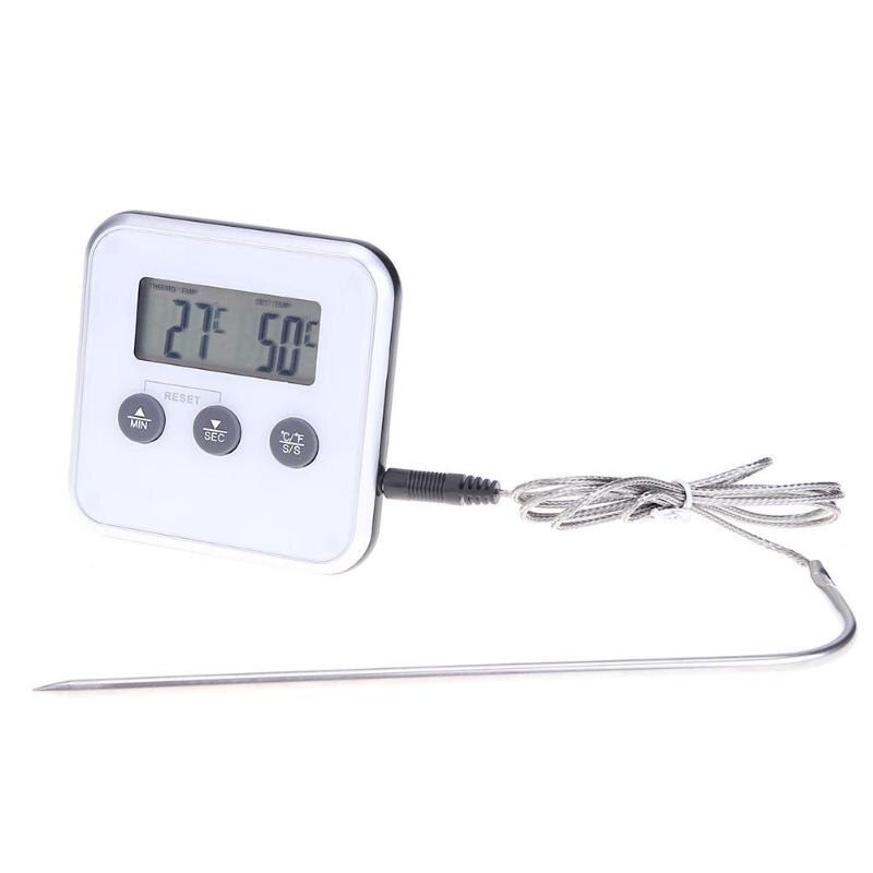 Elettronico Cibo A Base di Carne Termometro Timer Forno Torta di Zucchero Latte Bere Tester del Calibro di Temperatura con Sonda BARBECUE Termometro