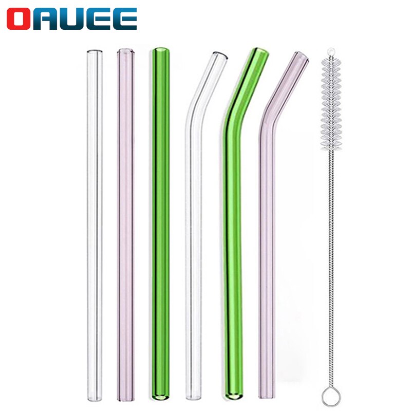Drinking Straws Glass Straw Eco Friendly Reusable Drinking Straw Bent Straight Drinks Straw with Brushes for Smoothies Cocktails