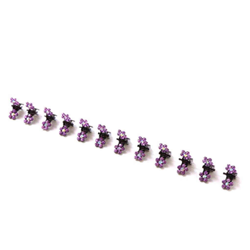 12PCS/Set Girls Small Crystal Flowers Metal Hair Claws Children Rhinestone Hair Clamp Kids Baby Hairpins