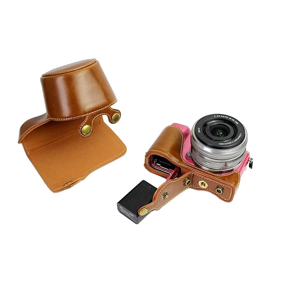 Pu Leather Camera Bag Case Cover Pouch Voor Sony A5000 A5100 A6000 A6300 Bescherming Duurzaam Draagbare Camera Accessoires