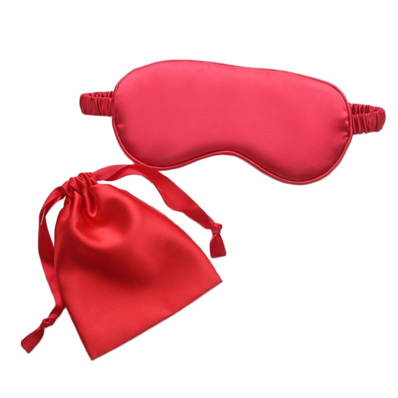 Masque pour les yeux en Imitation soie pour femmes, bandeau de sommeil de couleur unie avec sac K1KB: R