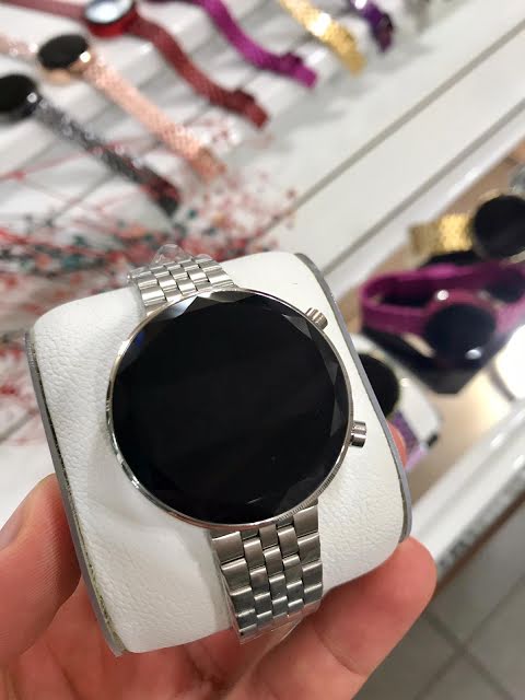 Gekristalliseerd Scherm Zilver Kleur Digitale Smartwatch Stijl Led Polshorloge Roestvrij Stalen Gesp Riem