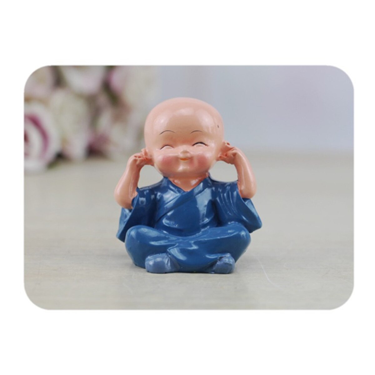4 st/parti religiös ingen tala hör se tänk onda buddha munk statyer harts hantverk bil prydnader hemmakontor stationär dekoration