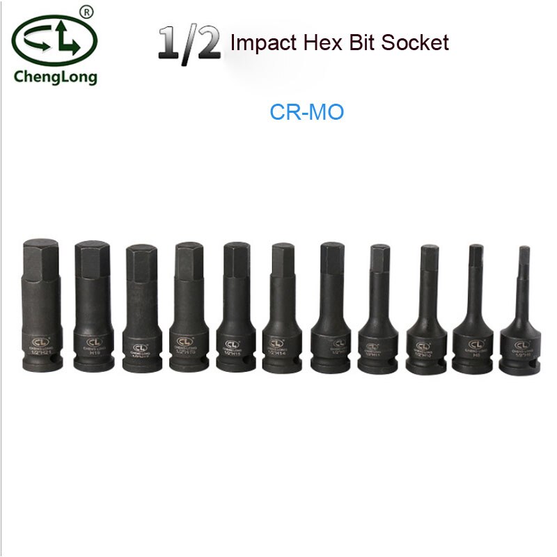 1/2 Inch Impact Hex Socket Bit 78mm Long H4-H22 Pneumatic Socket Set Allen Key Wrench Head For Power Tool Screwdriver Bits Head