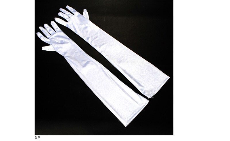 Stretch White Glove White Long Gloves Black Red Elbow Length Women Dance Party Gloves Full Finger Guantes Boda: White