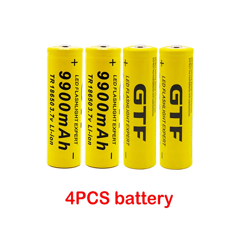 100% 18650 battery 3.7V 9900mAh rechargeable flash light battery 18650 battery + USB charger: Red