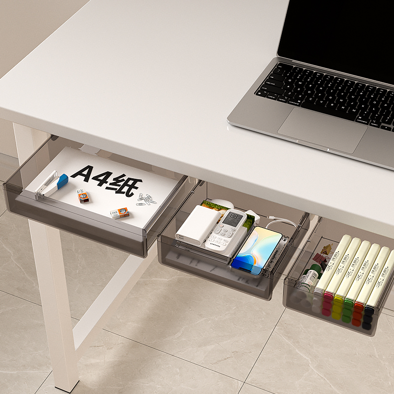 Under-desk Drawer Storage Device, Suitable For Office/home, Ideal For Organizing Stationery. Self-adhesive Plastic Drawer.