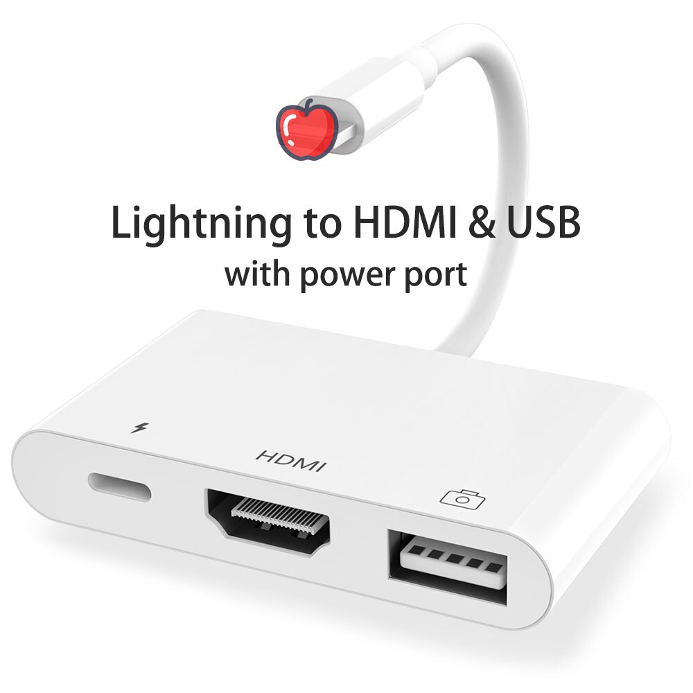 Foudre vers HDMI 1080P prise AV numérique pour projecteur moniteur adaptateur TV pour iPhone 11 11Pro Max XS Pro SE2 iPad: L to HDMI and USB L