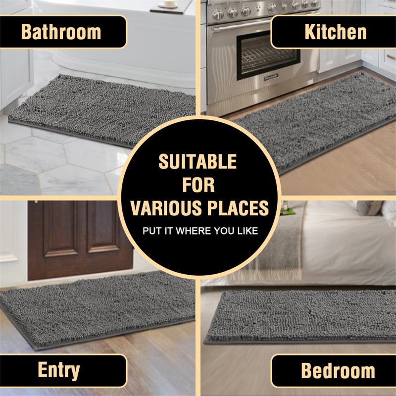 Chenille Absorberende Badkamer Vloermat Antislip Badkamermatten Badkleed Lang Haar Vloermat Slaapkamer Deur Tapijt Woondecoratie