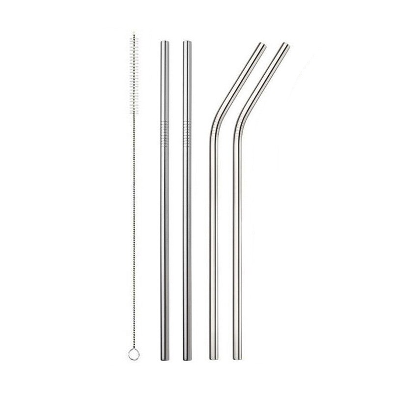 Rainbow Color Reusable Metal Straws Set With Cleaner Brush 304 Stainless Steel Drinking Straw Milk Drinkware Bar Party Accessory: H