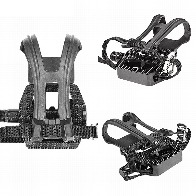 Spinningcykelpedal spd-pedal i aluminiumlegering med tåklämmor &amp; klossar cykeltillbehör för spinbike motionscyklar