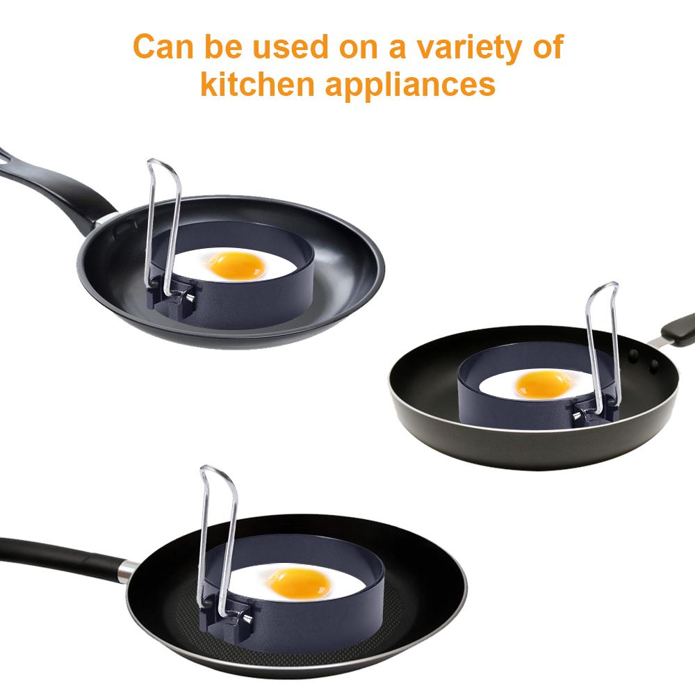 Svart 4 stk rund egg omelett eggemaker tidligere husholdning friter silikon form pannekake matkvalitet krypskytter verktøy eggring