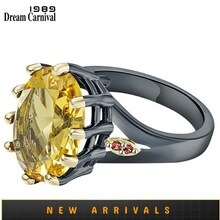 Dreamcarnival1989 grande ouro zircon solitaire anéis de noivado para as mulheres delicado corte fino deslumbrante dente festa jóias wa11876g