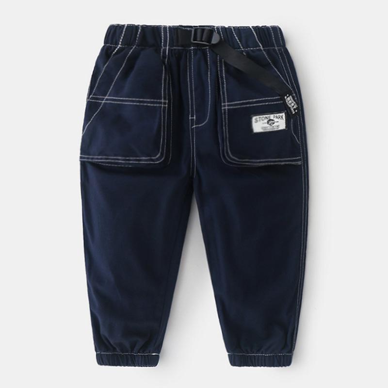 Automne bébé garçon pantalon taille élastique pantalon pour garçons pantalons de survêtement coton pantalons longs pantalons décontractés garçons Joggers: Blue / 24M