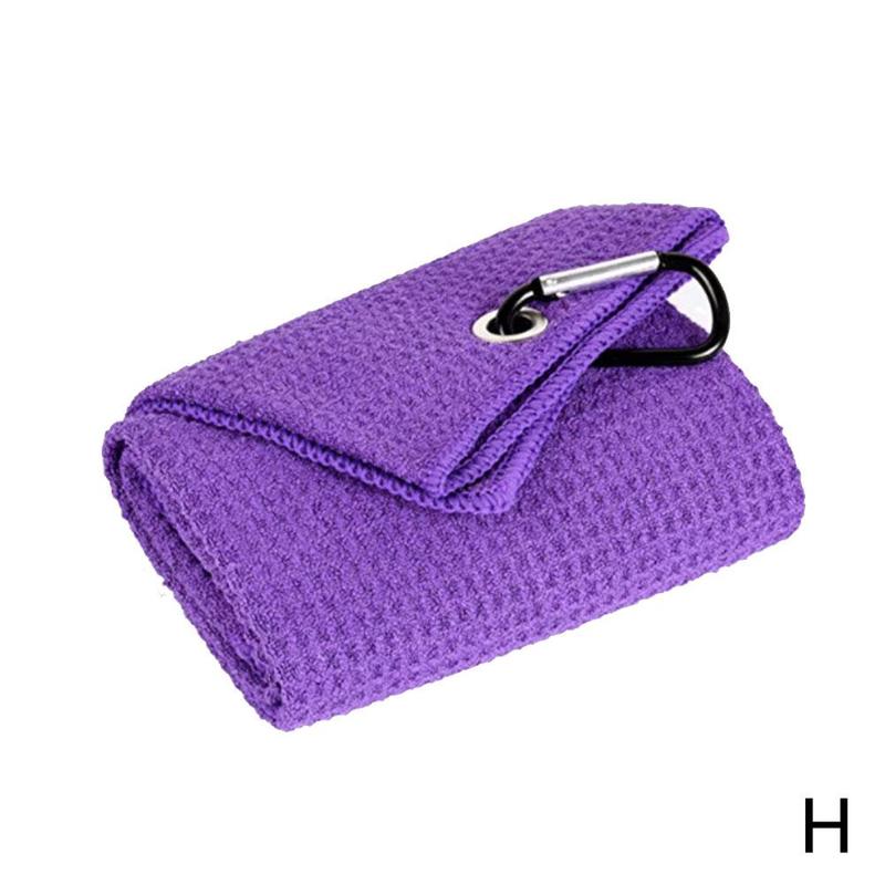 Golf Towel Waffle Pattern Cotton With Carabiner Cleaning Towels Cleans Hook Balls Microfiber Clubs Hands B0F2: purple