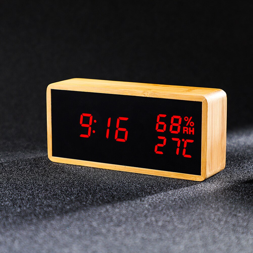 Rechargeable Alarm Clock Temperature Humidity Monitor Table Alarm Clocks Sound Control Snooze LED Digital Clocks Desktop Clocks