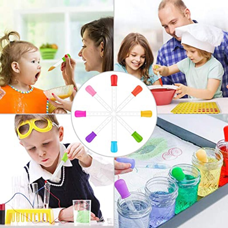 5 Pack Liquid Droppers Silicone 5ml Clear Liquid Dropper with Bulb Tip For Kids Candy Mold Gelatin Maker