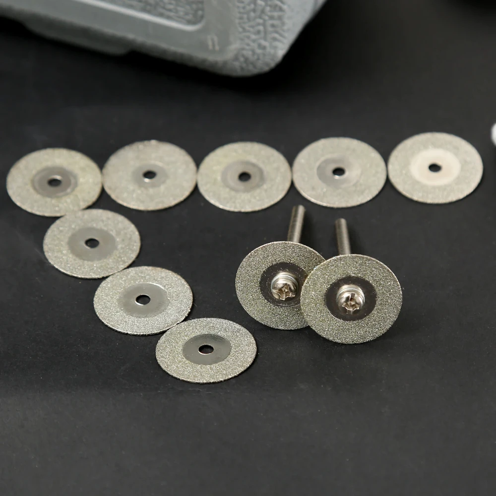 Disco de corte de hoja de diamante, rueda de discos de corte con 2 uds. Para taladro de mandril de 3mm, amoladora, herramienta rotativa, 20mm, 10 Uds.