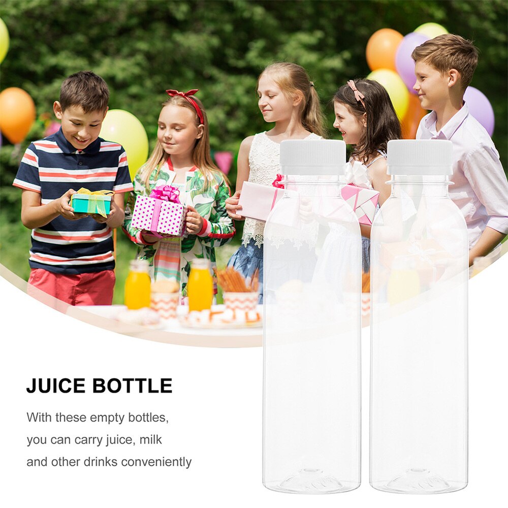 30pcs Durable Reusable Containers Empty Beverage bottles Clear Juice Jars With Lids Storage Plastic Beverage Drinking Bottles