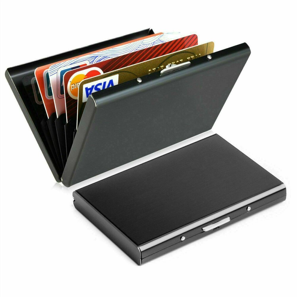 Blockerande aluminium metall tunn plånbok anti-scan kreditkortshållare tunn fodral skolkontorsmaterial visitkortslåda 1 pc