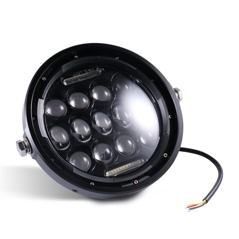 7 Inch Motorcycle Led Headlight Universele Motor 7 &quot;Ronde Kop Lamp Retro Zwarte Koplamp Voor Cafe Racer Bobber Honda GS125 CG125