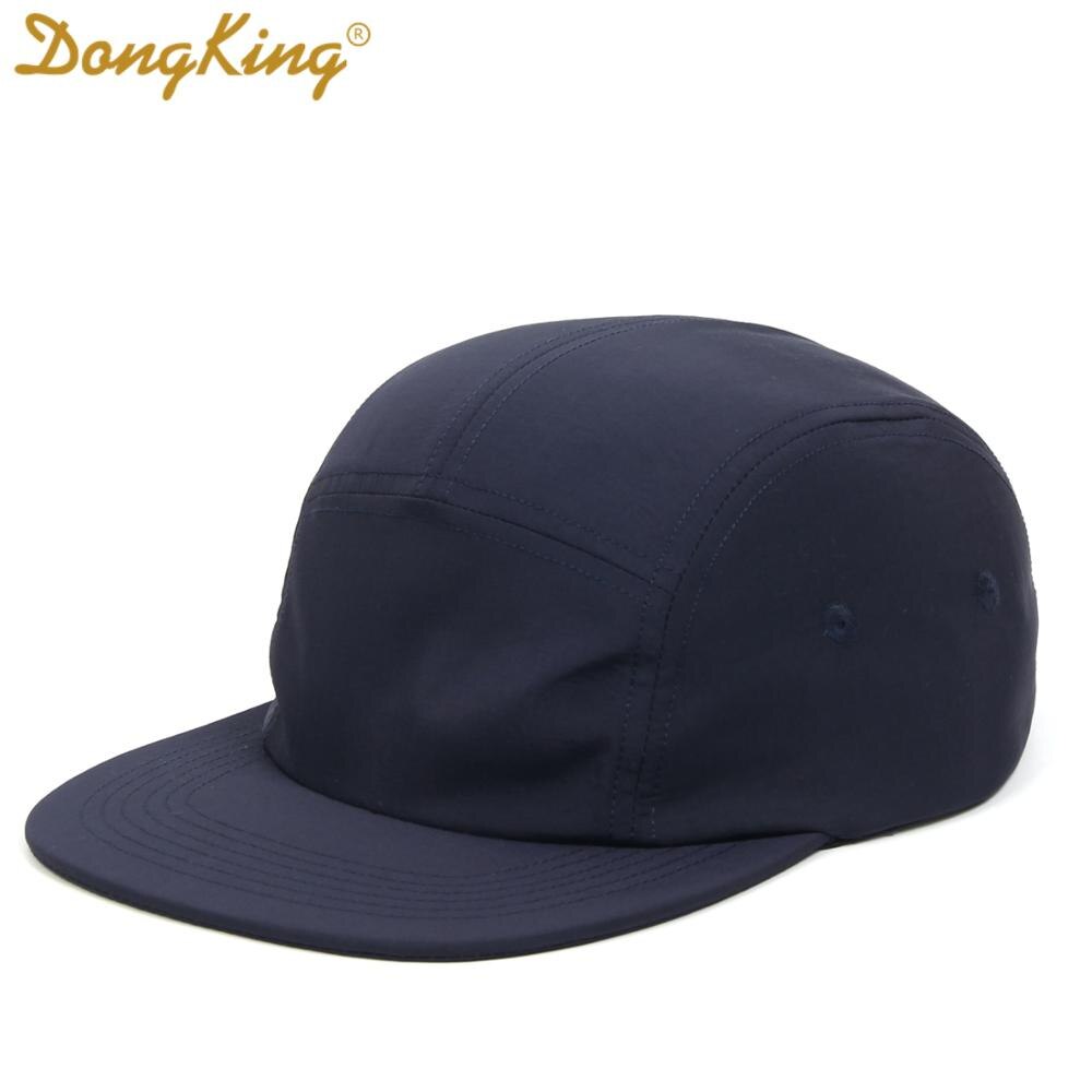 Dongking 5 Panelen Classic Baseball Cap Korte Rand Baseball Cap Taslon Splash Proof Stof Snel Droog Hoed Flat Bill big Size: Navy / 58-60cm Adjustable