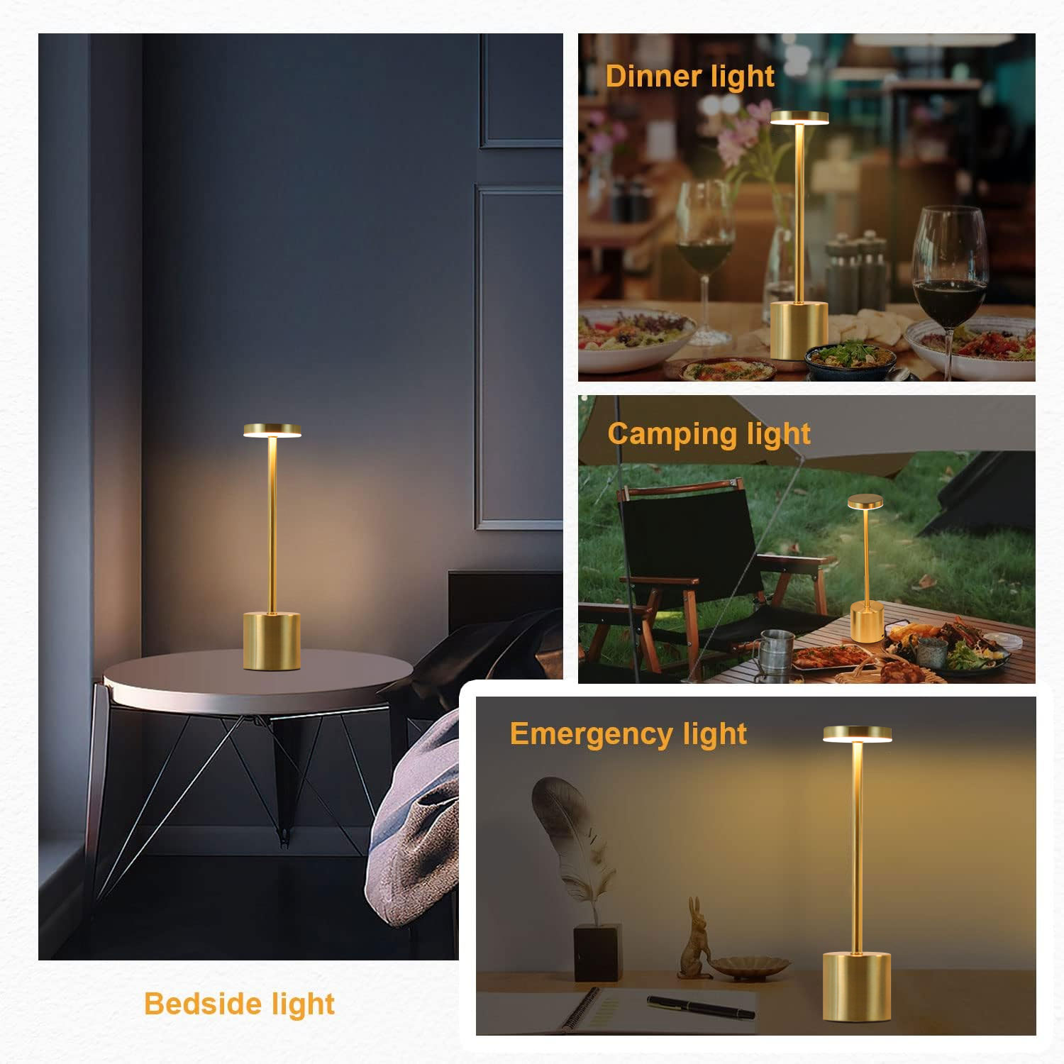Klassisk metallberøringssensor ledet-bordlampe oppladbar skrivebordslampe 3 farger omgivelseslys bar romdekor nattlys