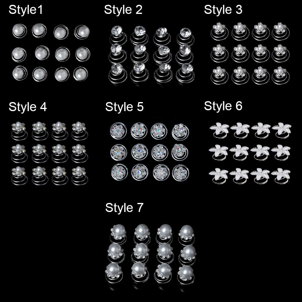 12 stuks strass haaraccessoires bruidshoofdtooi spiraalvormige clips haarspelden hoofddeksel
