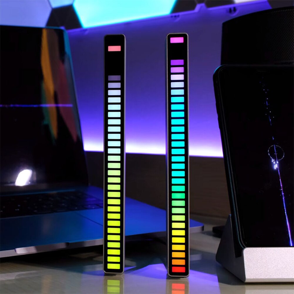 RGB Music Sound Control Light 32 LED App Control Voice-Activated Pickup Rhythm Light Music Ambient Lamp Colorful LED Strip Light