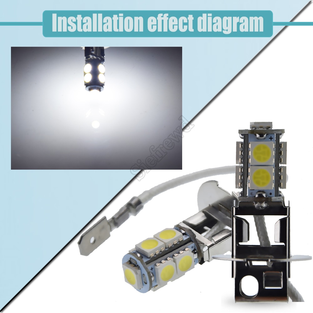 1/2 Pcs H3 LED Bulb 5050 9SMD White 6000K For Car Auto Fog DRL Driving Light Or Flashlight Torches Head Lamp PK22S 6V 6 Volt DC