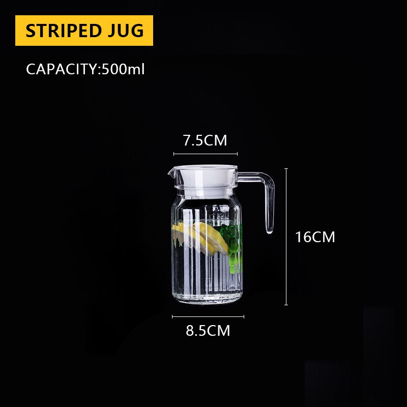 0.5-1.1L Clear Karaf Voor Sap Kannen Plastic Water Pitcher Koude Melk Koffie Wijn Drank Iced Tea Pot/ketel Met Deksel/Handvat: 0.5L Pitcher YS298-A