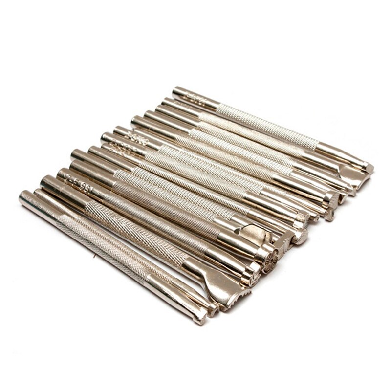 16Pcs Metal Leather Tools DIY Leather Working Saddle Making Tools Set Carving Leather Craft Stamps Set Craft: Default Title